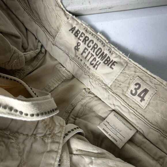 Abercrombie & Fitch Cargo Shorts Mens Size 34 Heavy Cotton Distressed 90s y2k - Picture 3 of 9